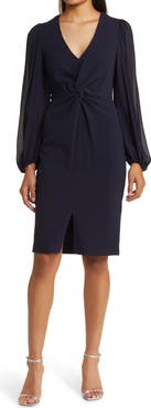 Vince Camuto Twist Long Sleeve Stretch Crepe Dress