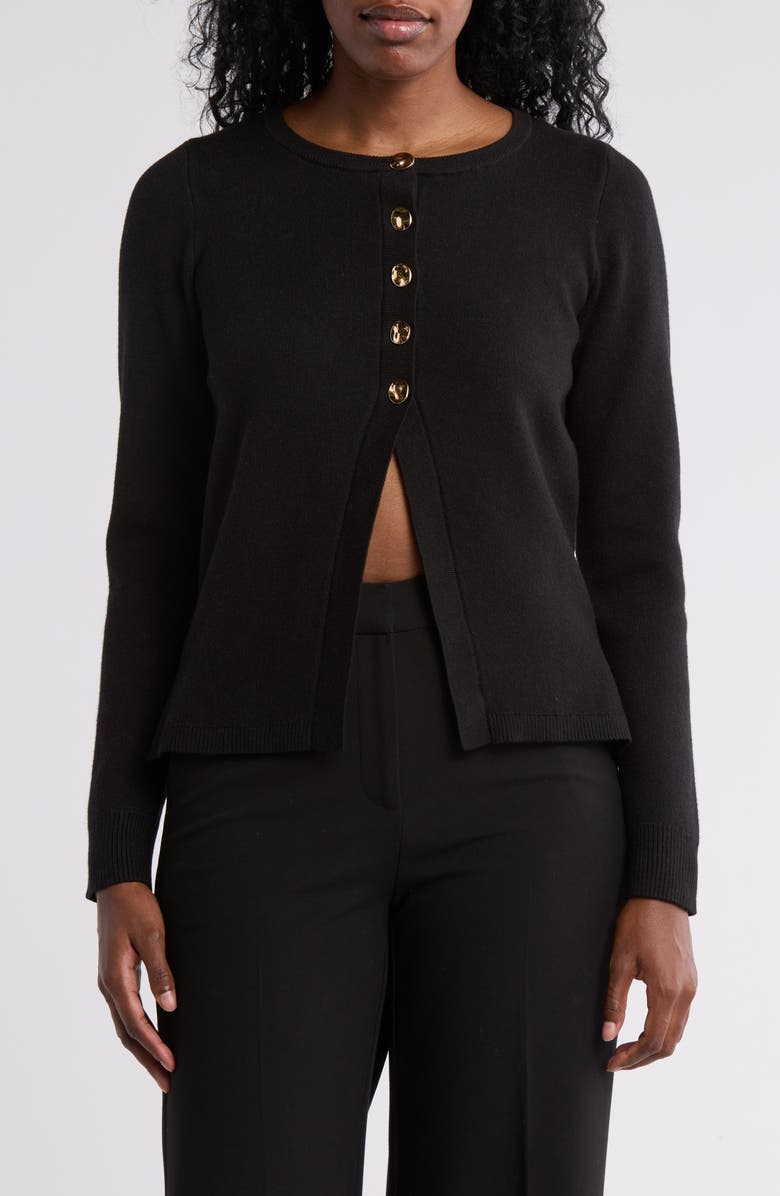 BY DESIGN Halsey Tipped Cardigan, Main, color, Black