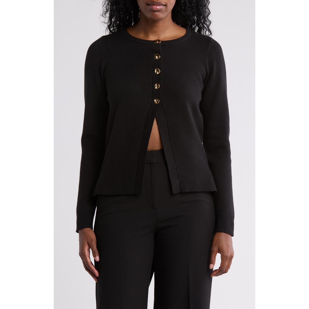 By Design Halsey Tipped Cardigan In Black