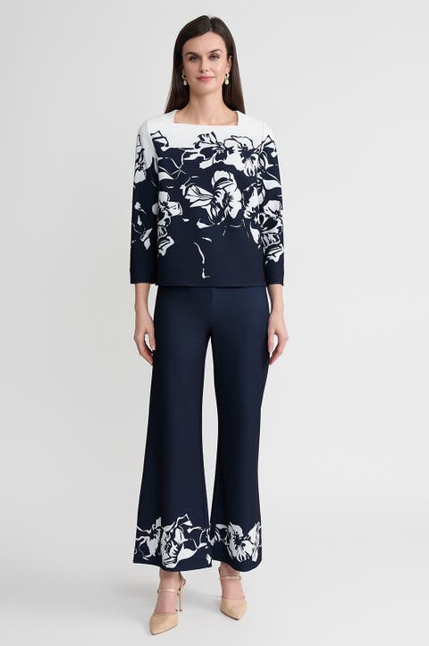 Floral Print Stretch Deco Crepe Blouse