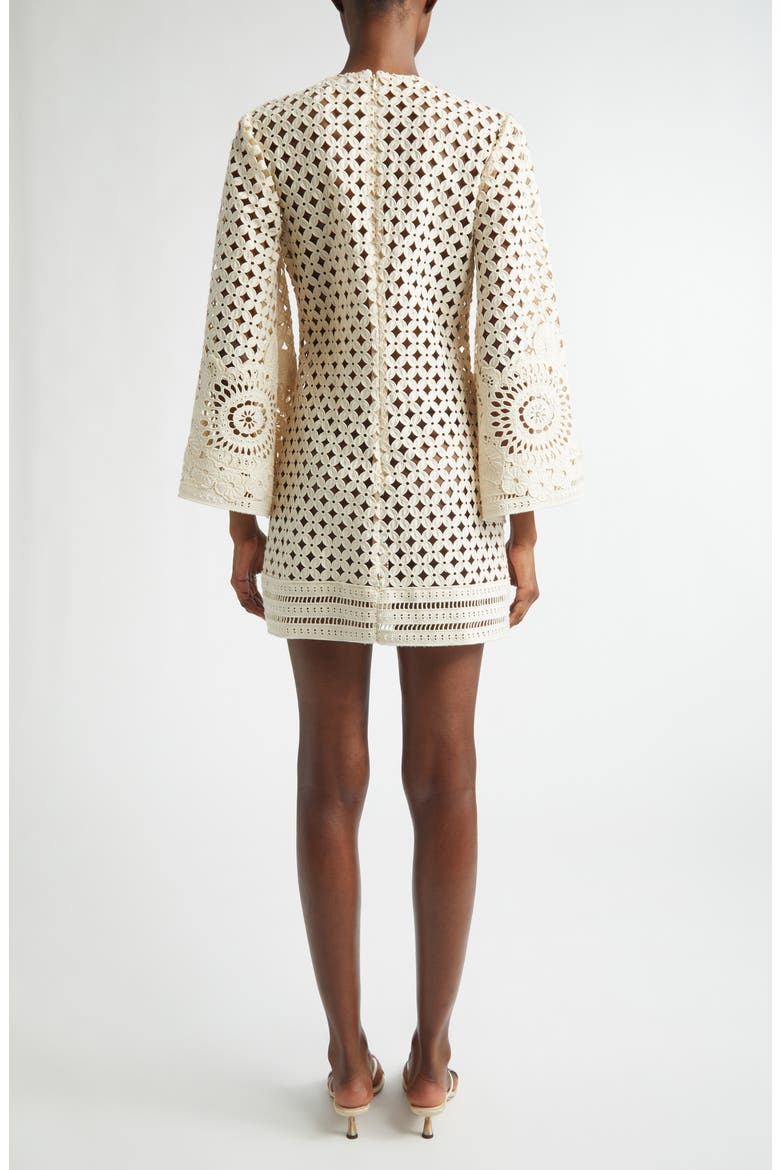 Indra Embroidered Silk Eyelet Minidress, Alternate, color, TEA