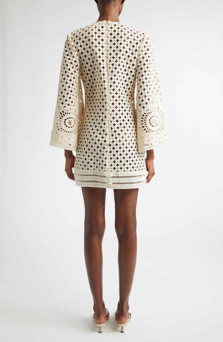 Zimmermann Indra Embroidered Silk Eyelet Minidress, Alternate, color, Tea