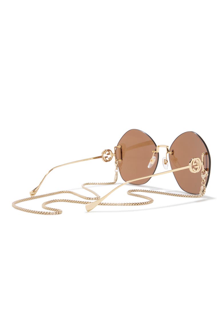 65mm Oversize Oval Sunglasses, Alternate, color, GOLD GOLD BROWN