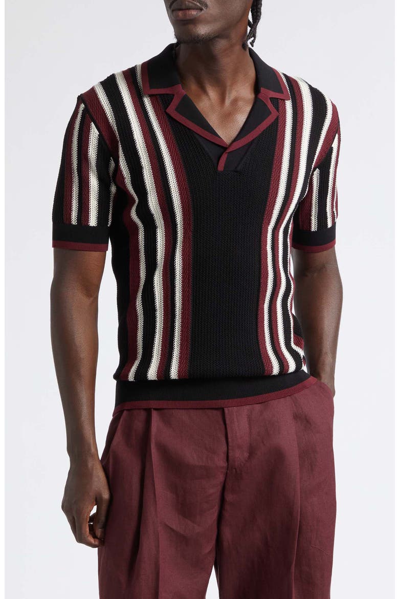 Serafino Stripe Polo, Main, color, N9875 NERO/ B.CO/ BORDEAUX