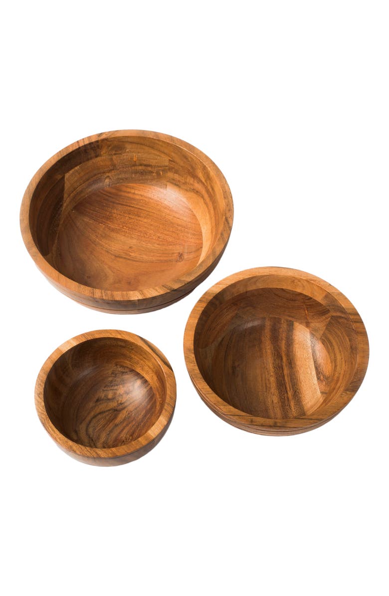 Mela Artisans Grava Acacia Wood Bowls, Alternate, color, Brown