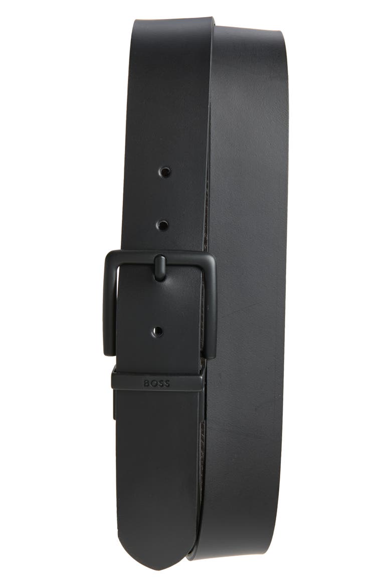 Omar Reversible Leather Belt, Main, color, BLACK