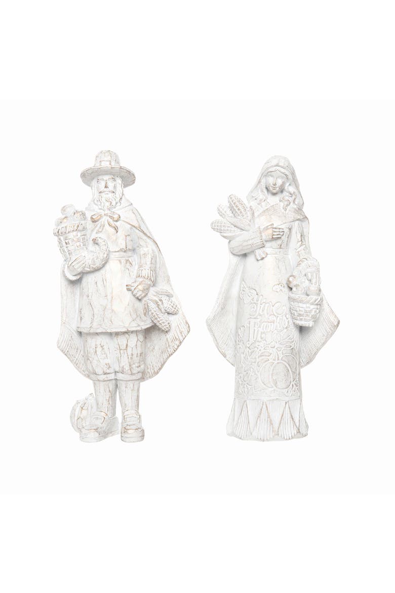 Champagne & White Pilgrim Couple Figurines A/2, Main, color, White