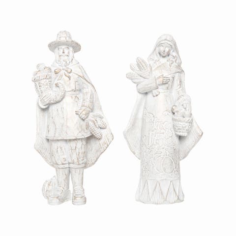 Champagne & White Pilgrim Couple Figurines A/2