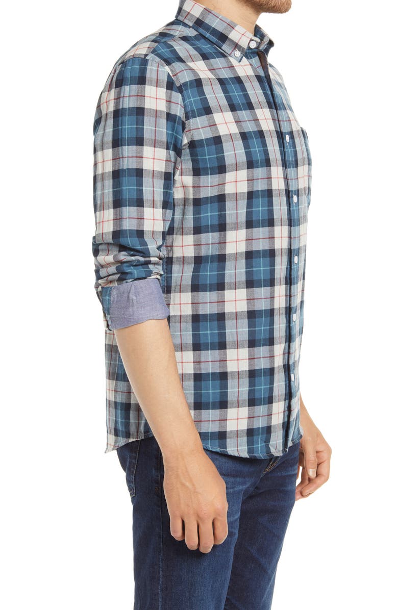 1901 Duofold Slim Fit Plaid Button-Down Shirt, Alternate, color, Blue - Ivory Sean Plaid