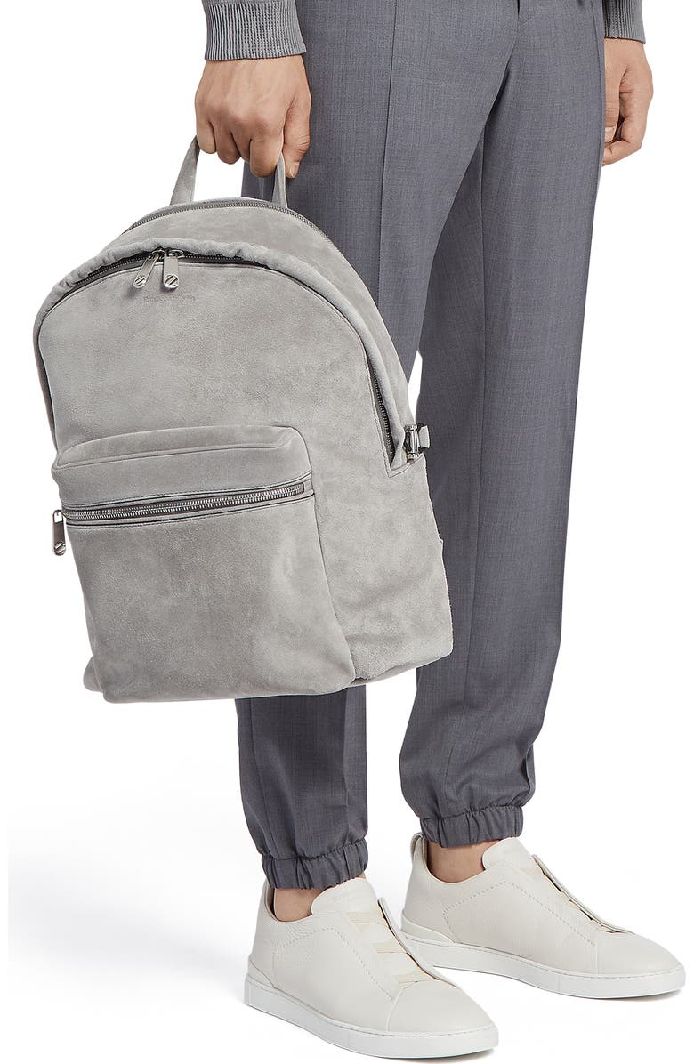 ZEGNA Suede Backpack, Main, color,