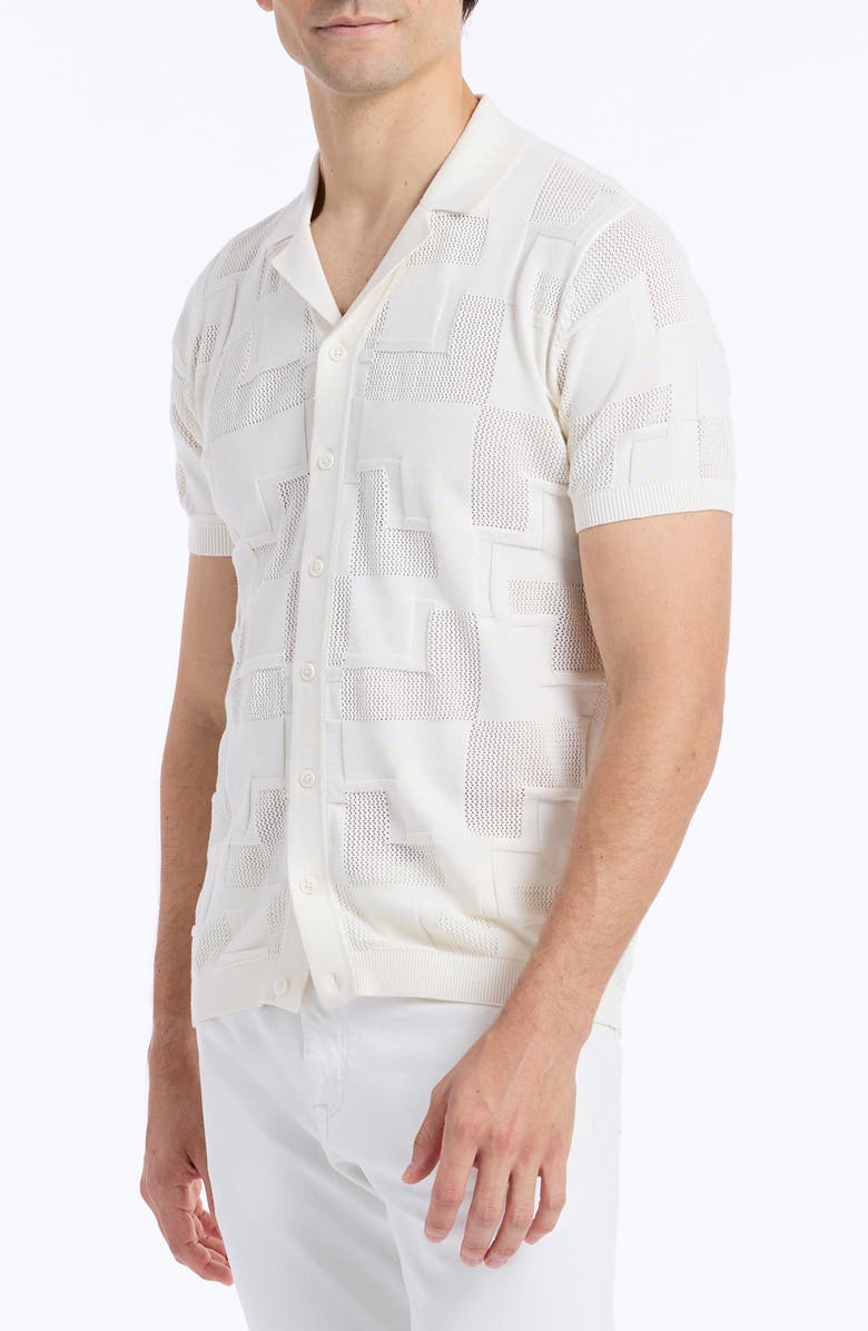 Robert Graham Drayford Short Sleeve Sweater, Alternate, color, Off White