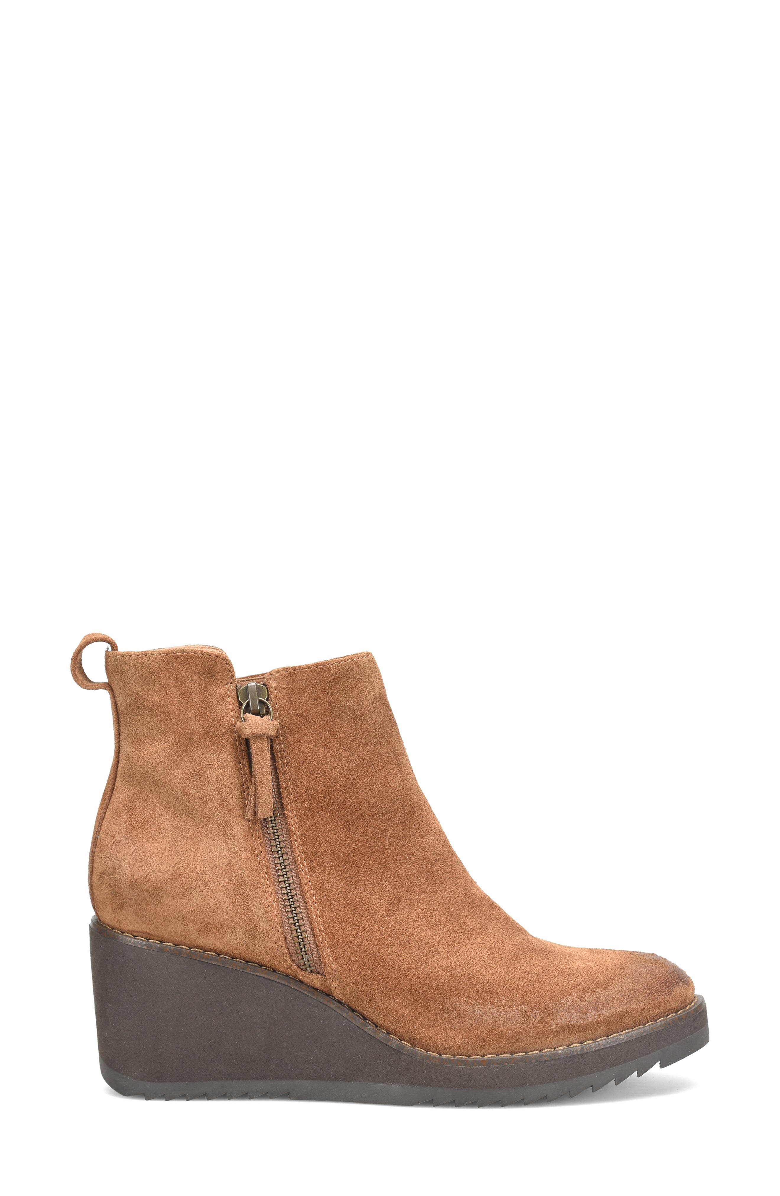 Söfft Emeline Waterproof Wedge Bootie, Alternate, color, Havana Brown Suede