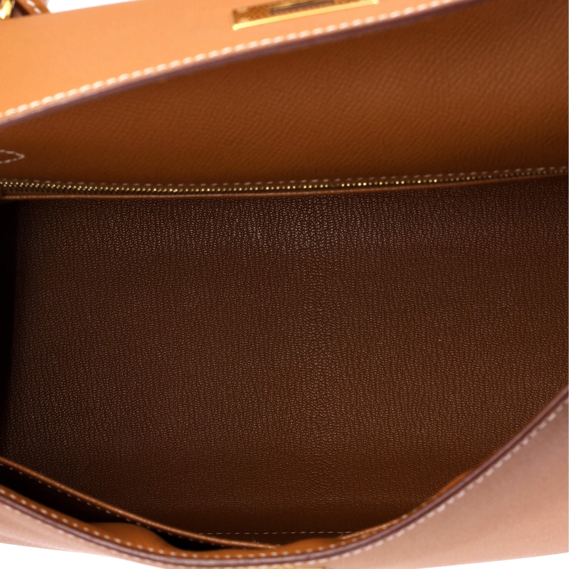 Pre-Owned Hermes Kelly Handbag Brown Epsom with Gold Hardware 28, Alternate, color, Gold