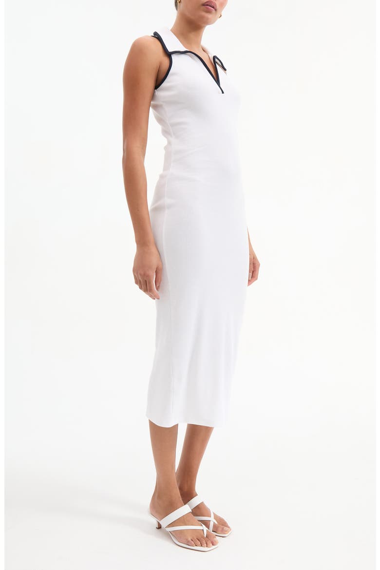 Darien Stretch Cotton Polo Dress, Alternate, color, WHITE