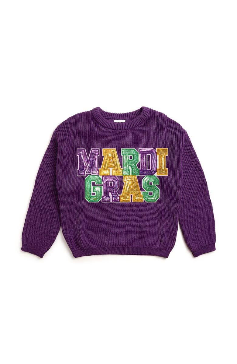 Sweet Wink Mardi Gras Knit Sweater, Main, color, Purple