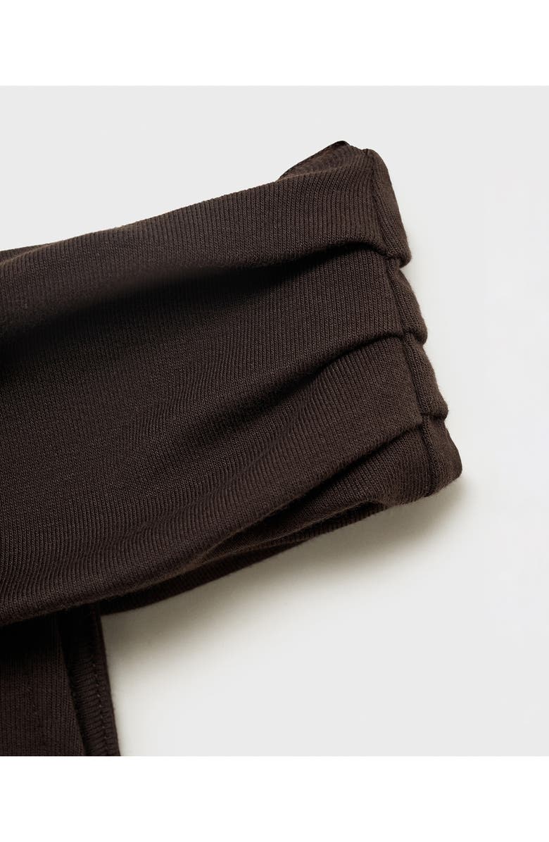 MANGO Pleated Off the Shoulder Dress, Alternate, color, Brown