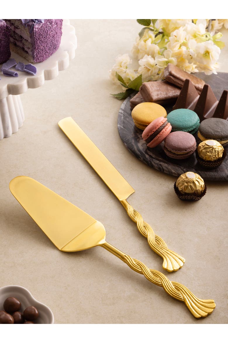 Santiago Cake Servers, Set of 2, Alternate, color, Gold