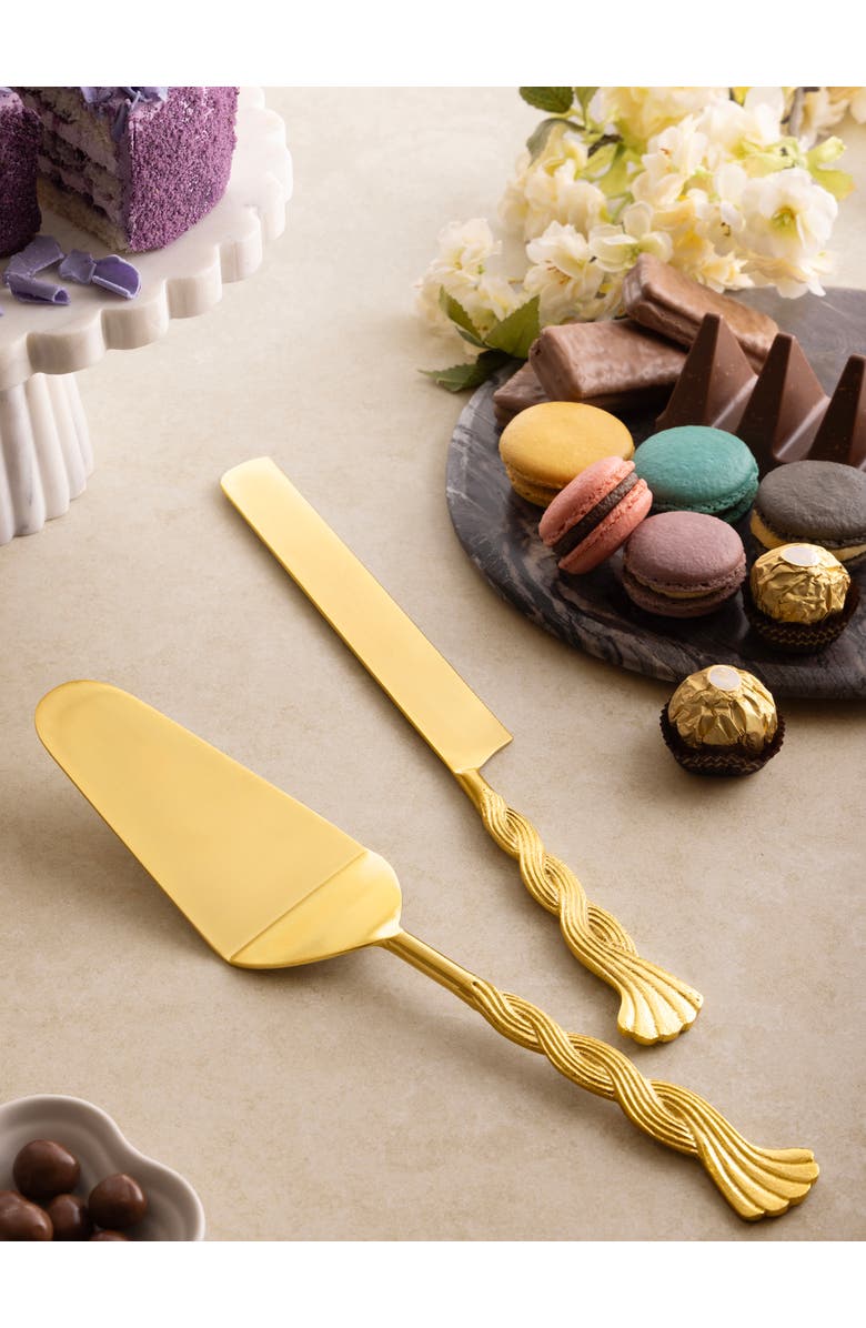 GAURI KOHLI Santiago Cake Servers, Set of 2, Alternate, color, Gold