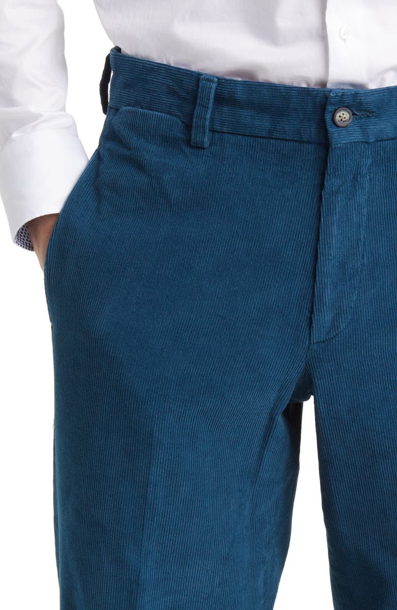 Berle Charleston Flat Front Corduroy Dress Pants, Alternate, color, Petrol
