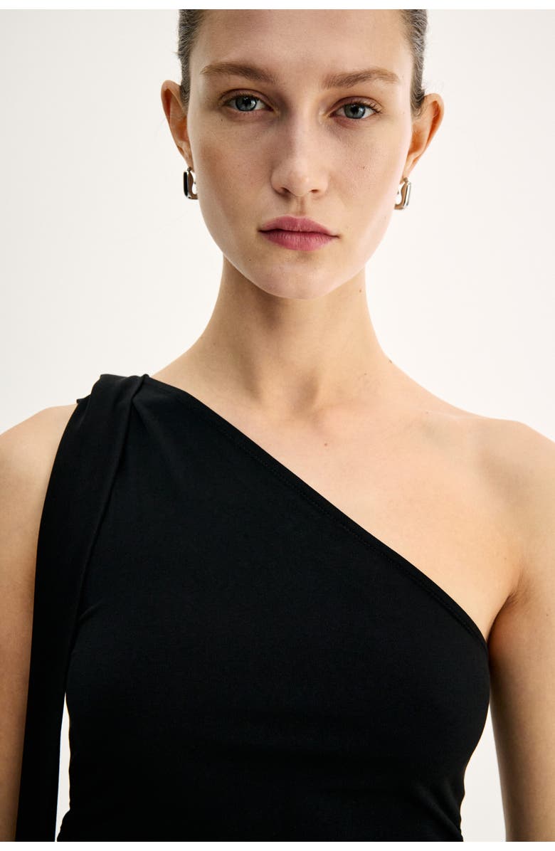 H&M Draped One-shoulder Top, Alternate, color, Black