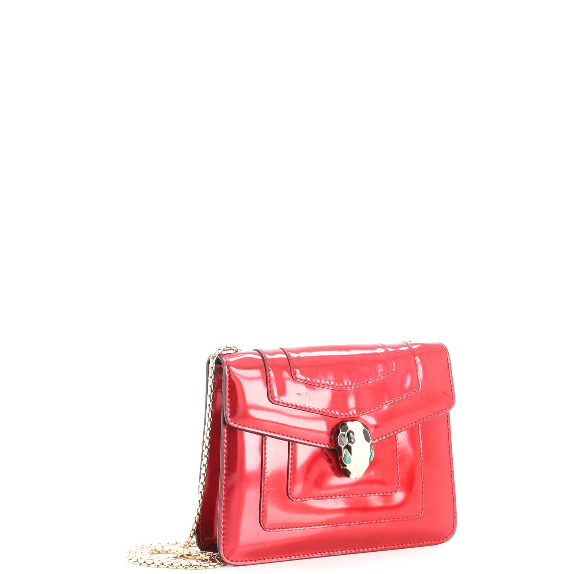 Serpenti Forever Square Shoulder Bag Metallic Leather Small, Alternate, color, Red