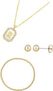 Adornia 3-Piece Mother-of-Pearl Initial Pendant Jewelry Set
