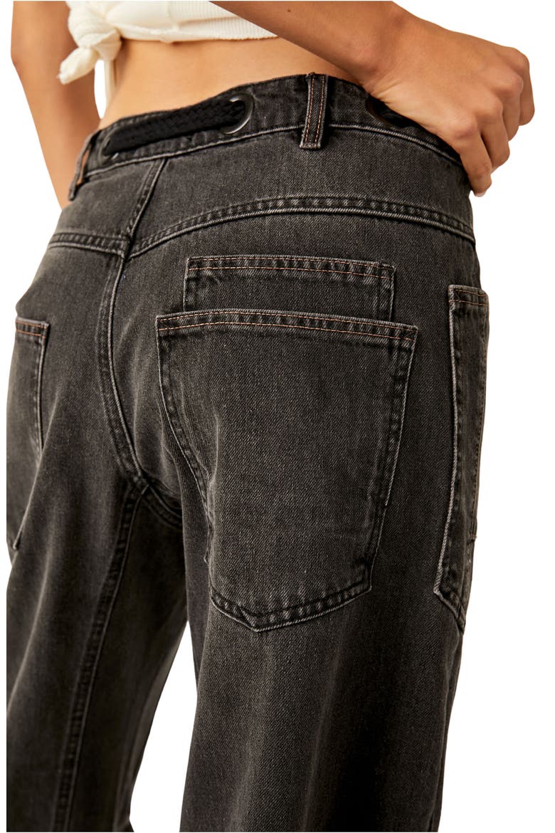 Moxie Low Rise Drawstring Barrel Leg Jeans, Alternate, color, NIGHT HAWK 2
