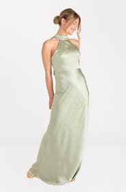 Six Stories Halter Neck Satin Bridesmaid Dress