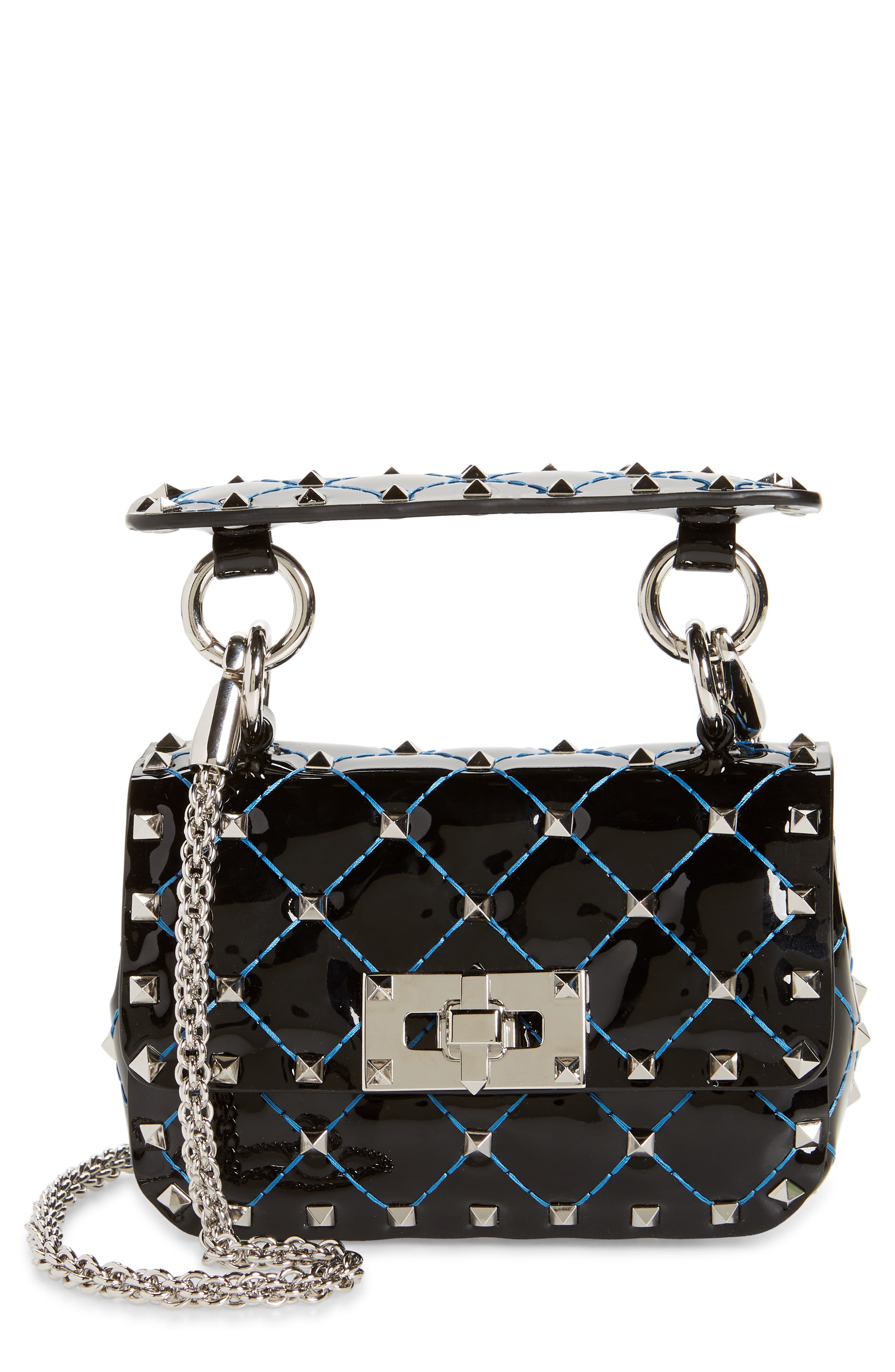 Valentino Garavani Micro Rockstud Spike Patent Leather Shoulder Bag, Main, color, 