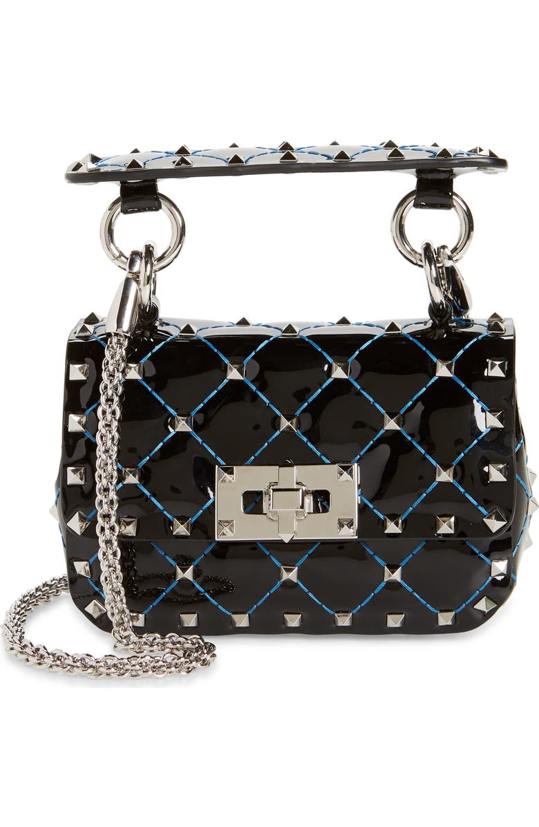 Valentino Garavani Micro Rockstud Spike Patent Leather Shoulder Bag, Main, color,