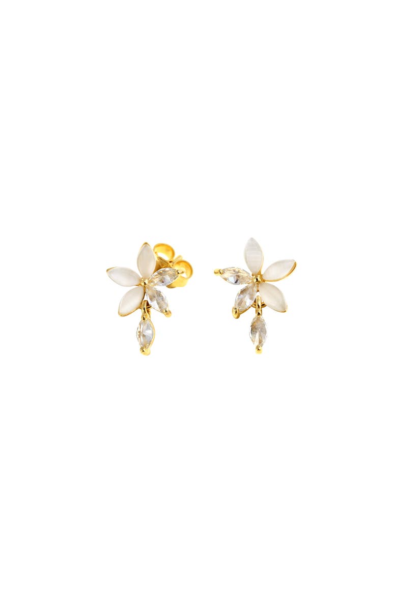 Sweet Flower I Earrings, Main, color, Silver Gold Plated