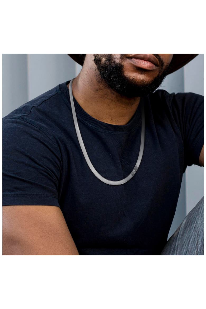 Herringbone Chain Necklace, Alternate, color, SILVER