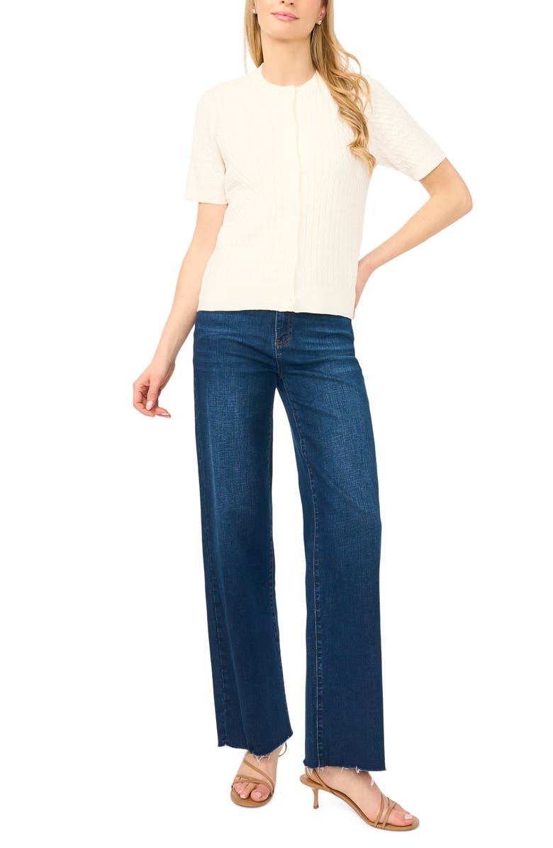 Halogen<sup>®</sup> Cable Knit Cotton Button Front Cardigan, Alternate, color, New Ivory