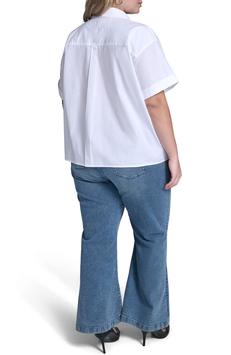 KARL LAGERFELD PARIS Paris Scene Cotton Poplin Button-Up Shirt, Alternate, color, White
