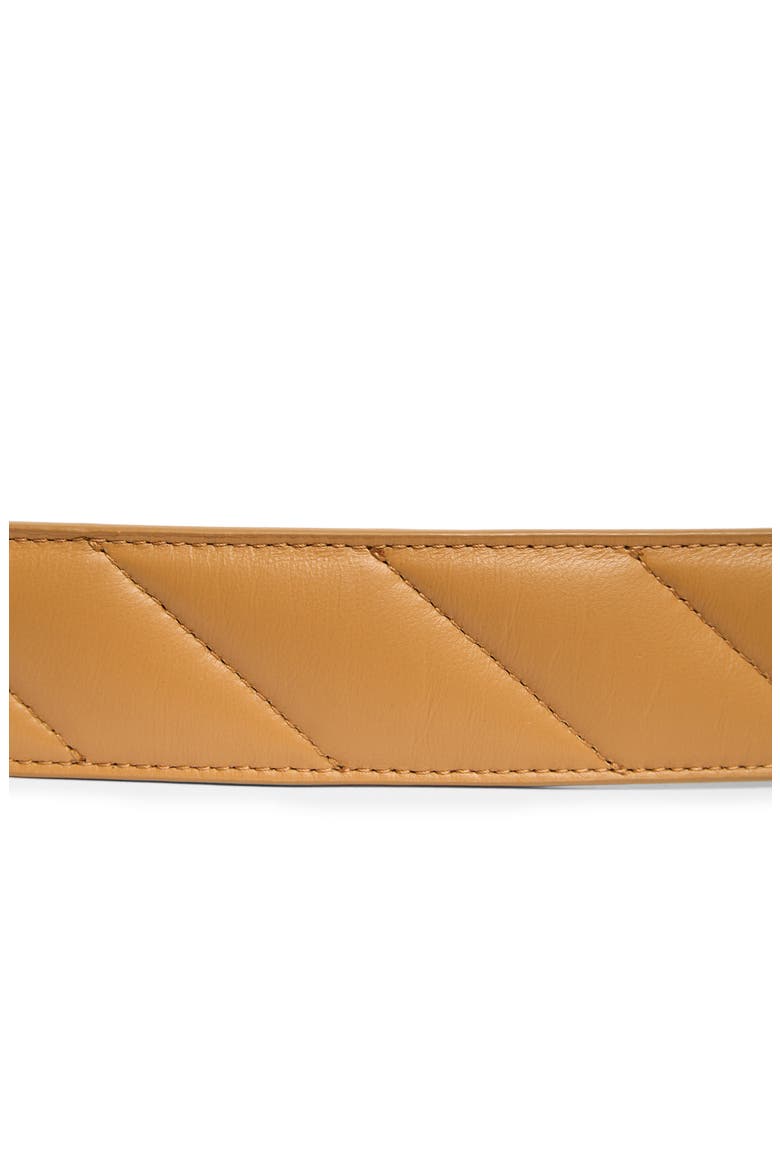Eagle Buckle Quilted Leather Belt, Alternate, color, DARK CAMEL