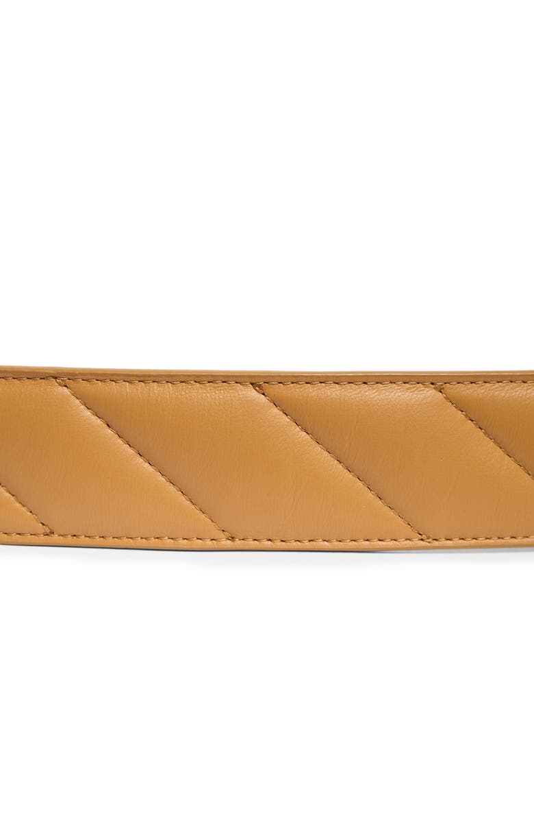 Kurt Geiger London Eagle Buckle Quilted Leather Belt, Alternate, color, Dark Camel
