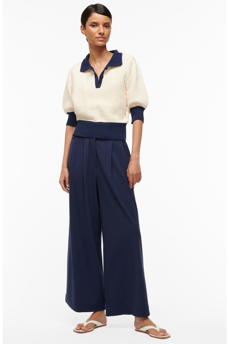 Altea Cotton Blend Sweater, Alternate, color, IVORY/ NAVY