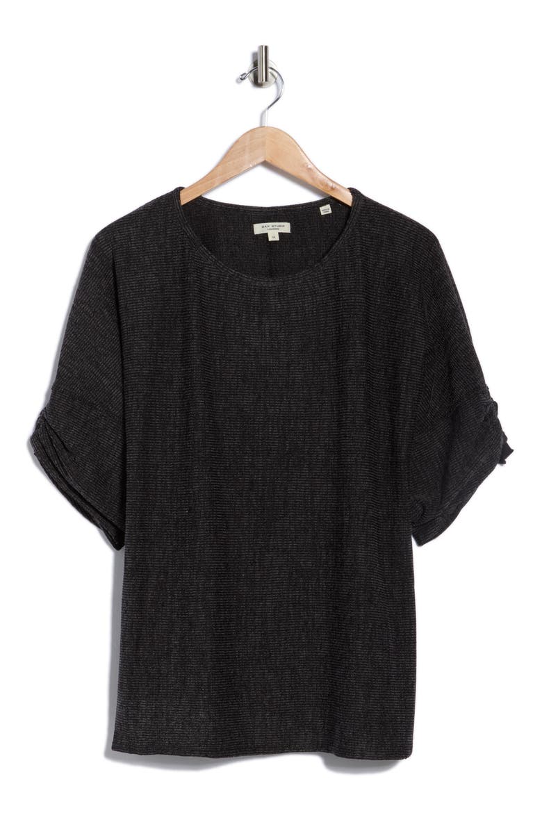 Cinched Sleeve Top, Alternate, color, CHAR/ BLACK