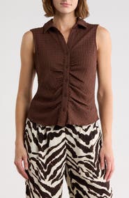 Sanctuary Ruched Button-Up Tank