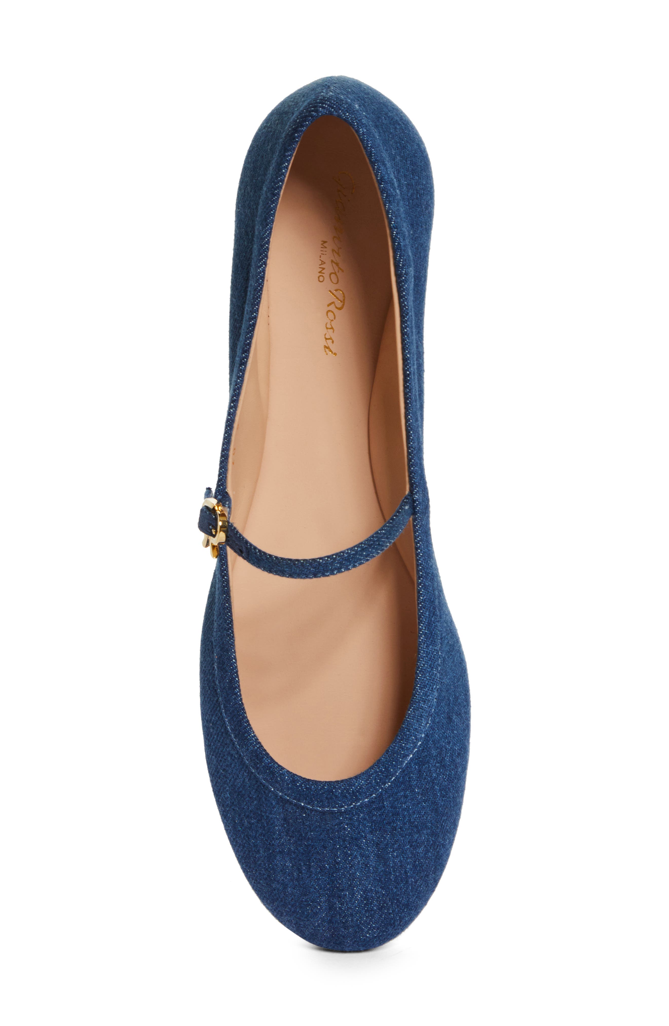 Gianvito Rossi Denim Mary Jane Flat, Alternate, color, 