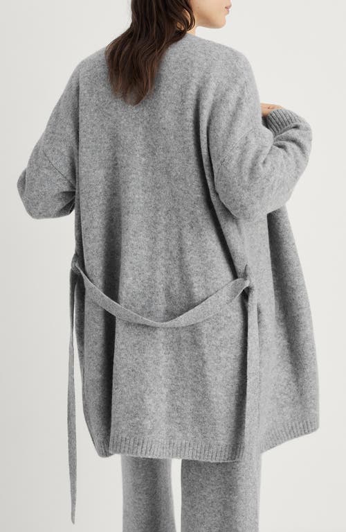 Mango Tie Front Longline Cardigan In Gray