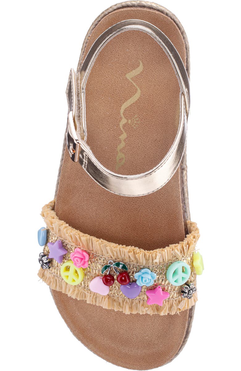 Nina Kids' Vento Beaded Raffia Flatform Sandal, Alternate, color, Natural Raffia
