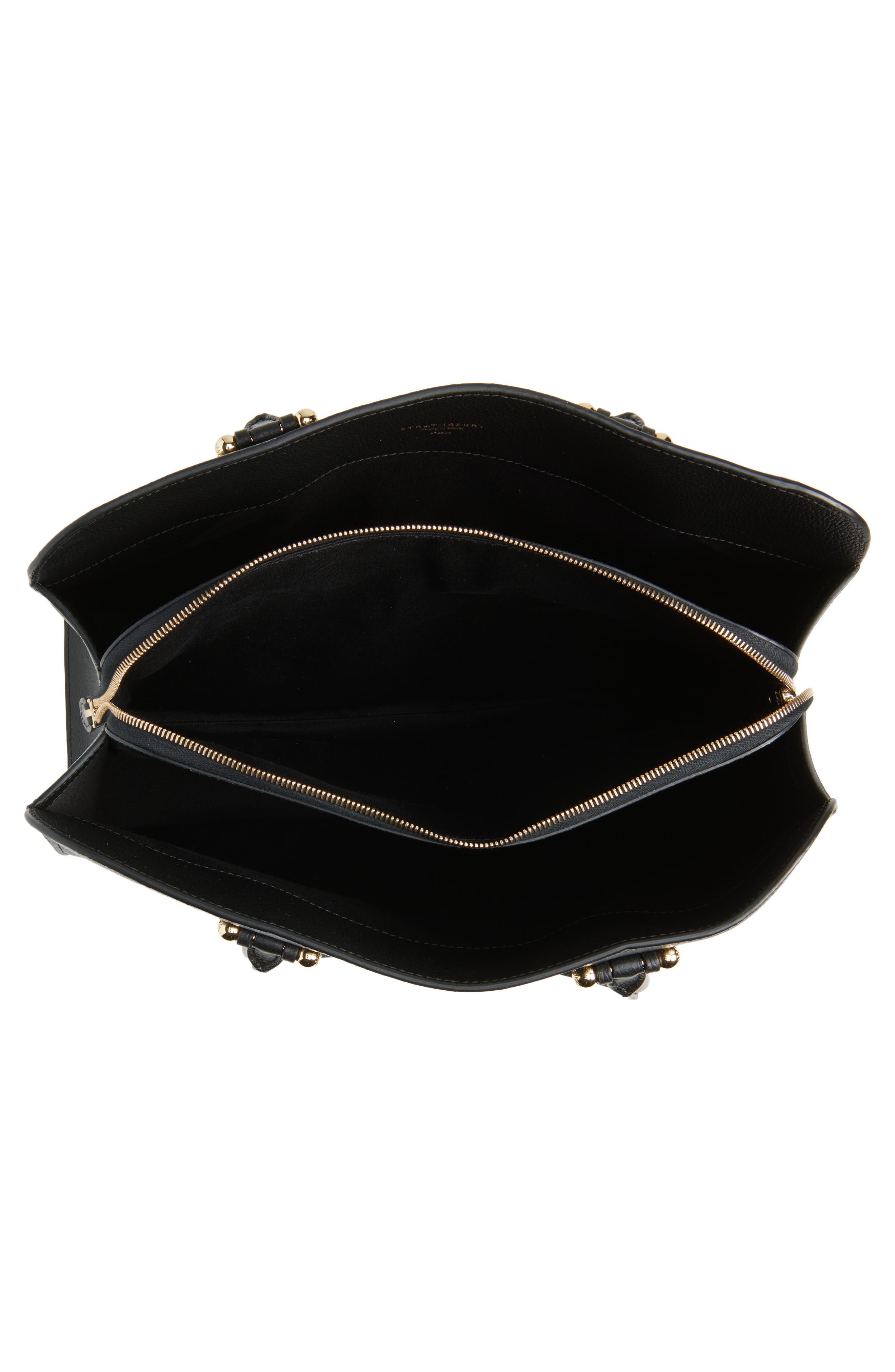 Strathberry Maxi Georgia Leather Tote, Alternate, color, Black