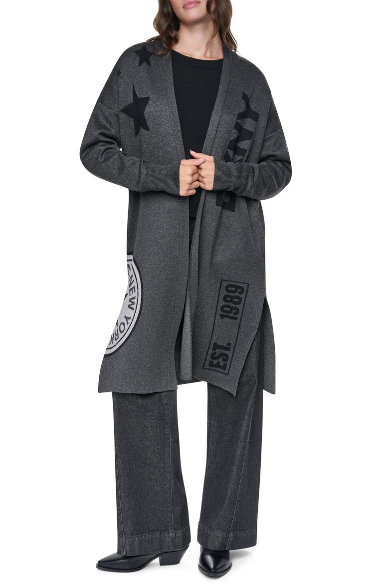 Metallic Oversize Open Front Cardigan, Main, color, ASPHALT