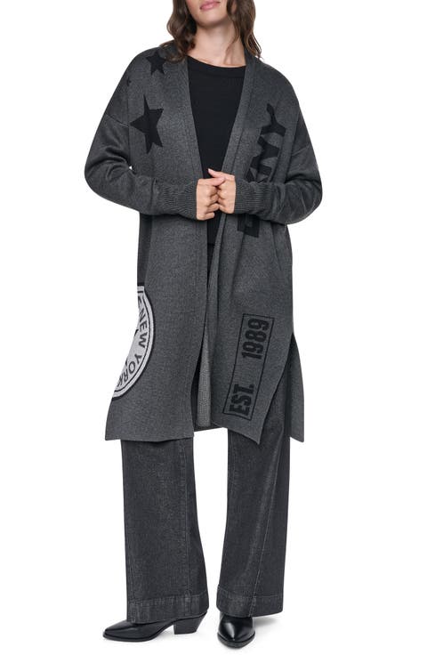 Metallic Oversize Open Front Cardigan