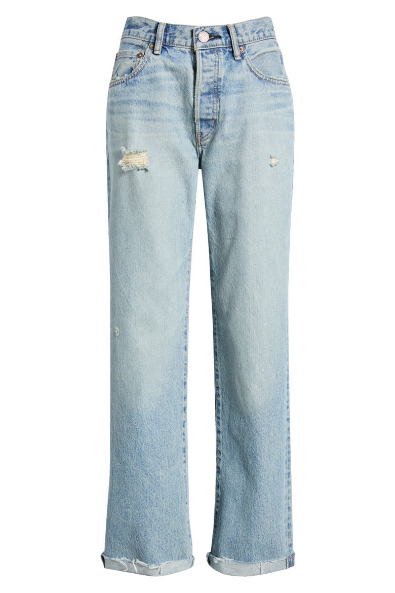 Copper High Waist Distressed Straight Leg Jeans, Alternate, color, LIGHT BLUE