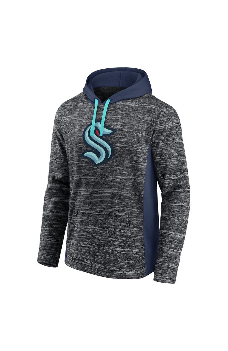 FANATICS Men's Fanatics Branded Charcoal/Deep Sea Blue Seattle Kraken Instant Replay Space-Dye Pullover Hoodie, Alternate, color, 