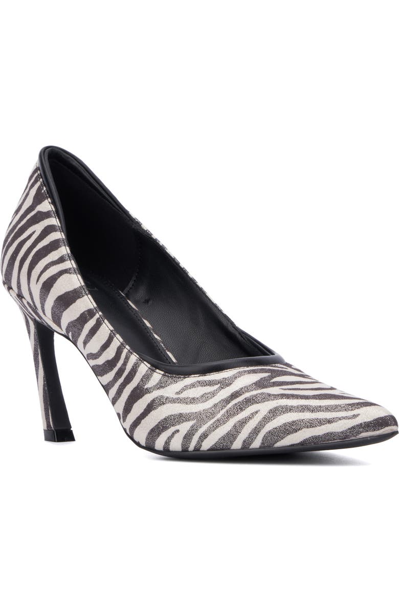 NEW YORK AND COMPANY Kailynn Stiletto Pump, Main, color, Zebra