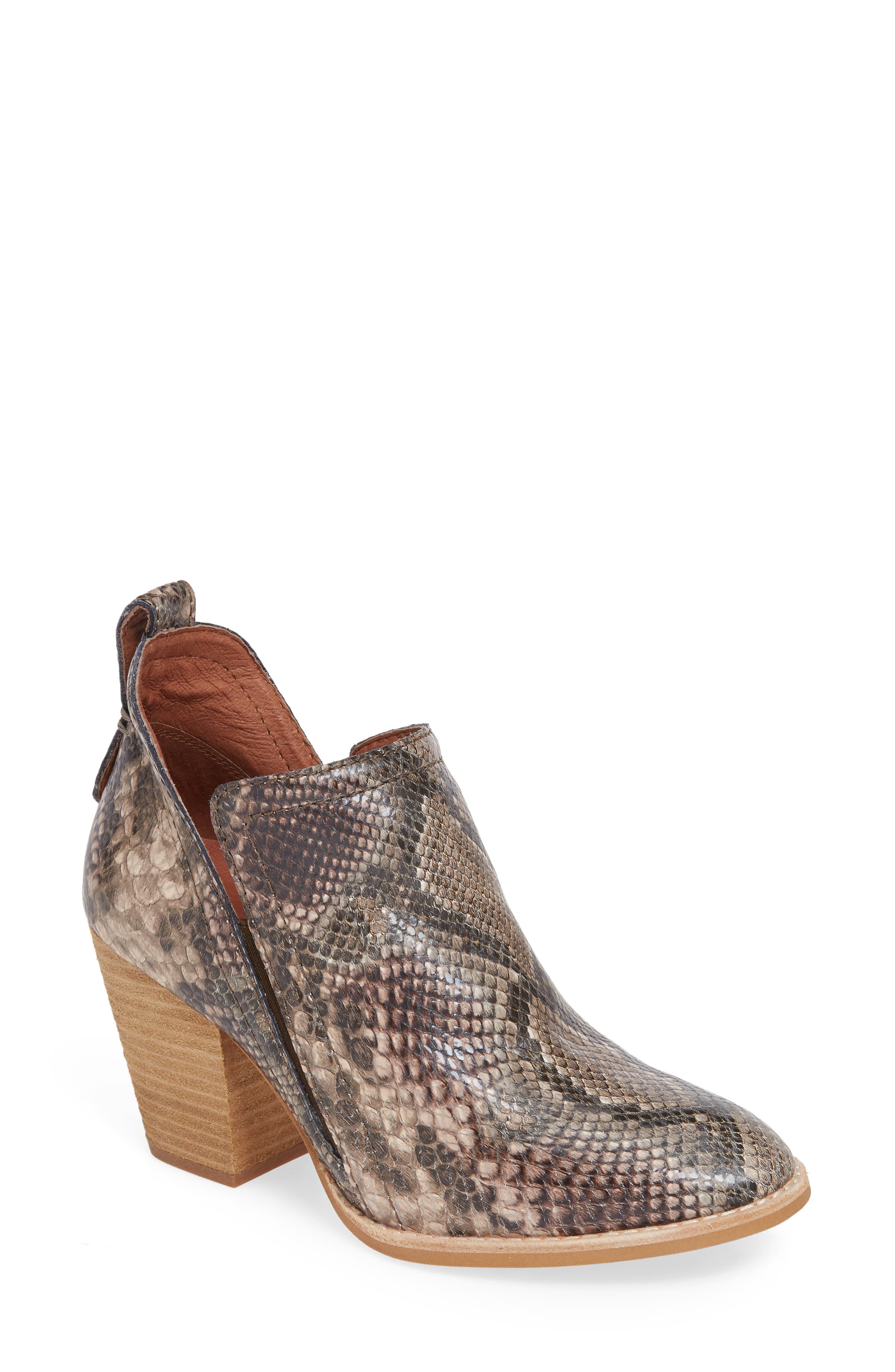 Rowlan Snakeskin Embossed Bootie, Main, color, TAUPE SNAKE MULTI