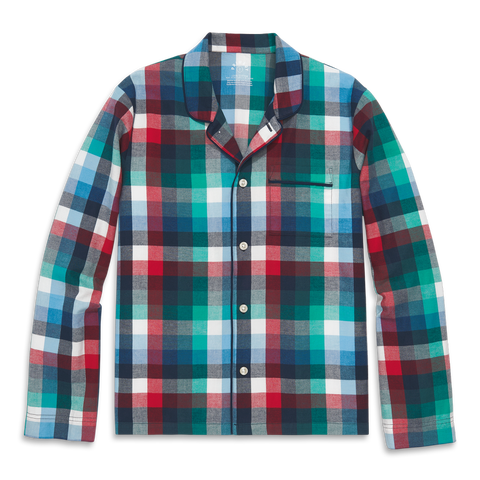 Unisex Fit Flannel Pj Top In Holiday Plaid